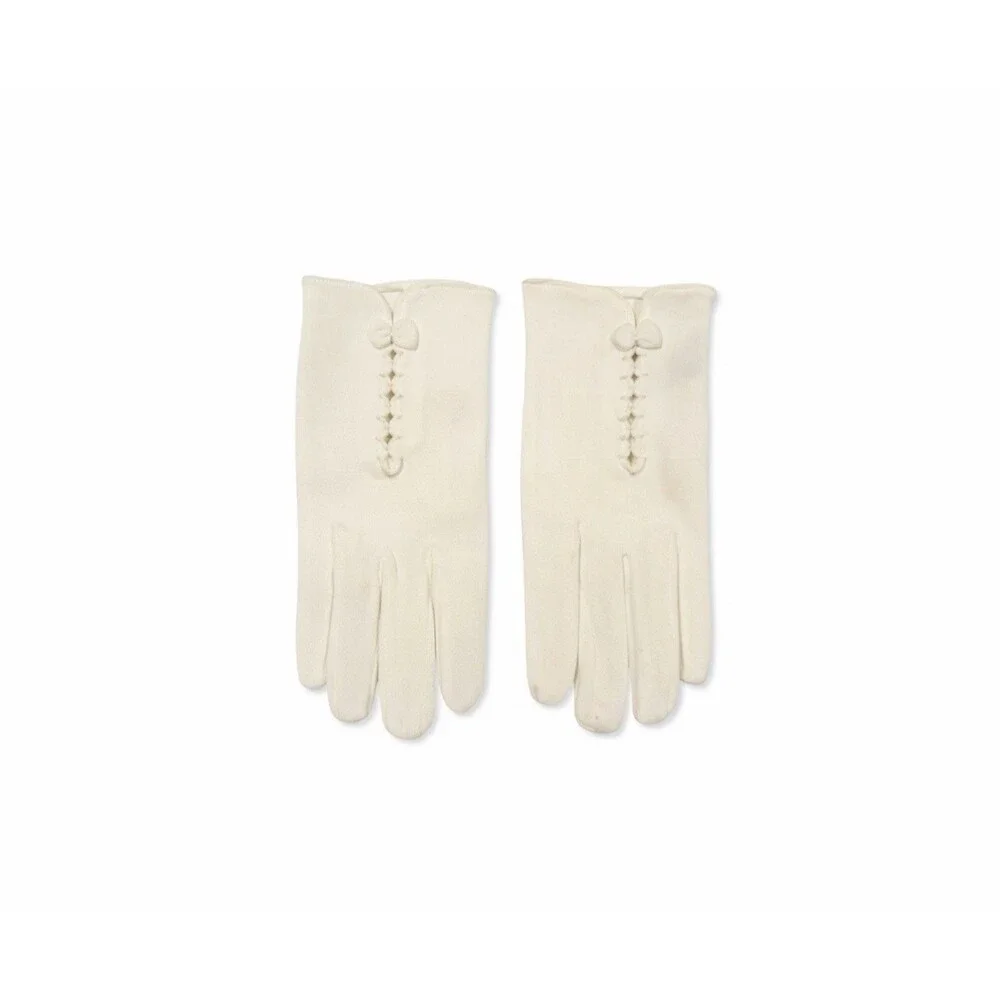 Vintage Children's White Nylon Gloves Embroidered Cutouts Mother’s Day Gift